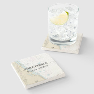 Fort Pierce, Florida Authentic Boating Chart Stenen Onderzetter