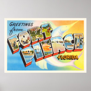 Fort Pierce Florida FL Old Vintage Travel Souvenir Poster