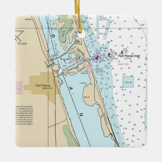 Fort Pierce Forida Chart Keramisch Ornament (Voorkant)