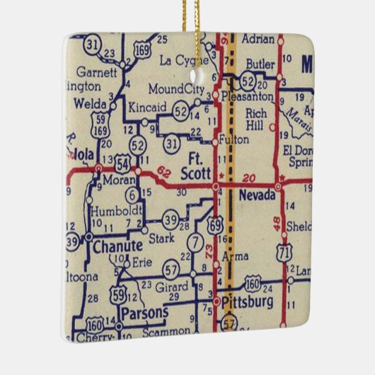 Fort Scott KS Map Keramisch Ornament (Rechts)