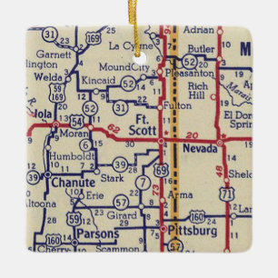 Fort Scott KS  Map Keramisch Ornament