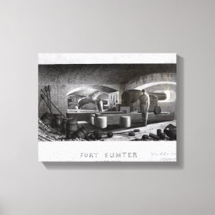 Fort Sumter, binnenste Uitzicht van drie Pistolen Canvas Afdruk