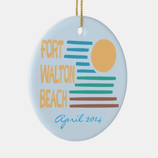 Fort Walton Beach aangepaste datumversiering Keramisch Ornament (Rechts)