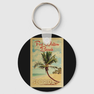 Fort Walton Beach Palm Tree Vintage Travel Sleutelhanger