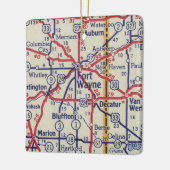 Fort Wayne in kaart Keramisch Ornament (Links)