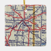 Fort Wayne in kaart Keramisch Ornament (Voorkant)