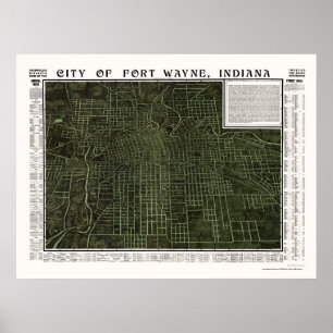 Fort Wayne, IN Panorama Map - 1907 Poster