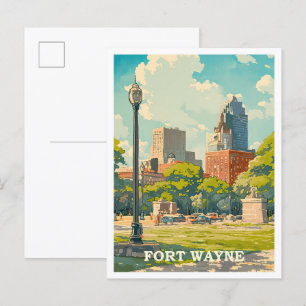 Fort Wayne Indiana Art Vintage Travel Illustratie Briefkaart