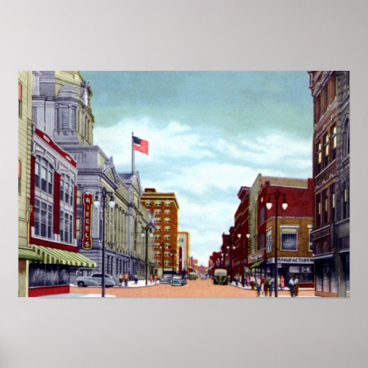 Fort Wayne Indiana Calhoun Street Poster (Voorkant)