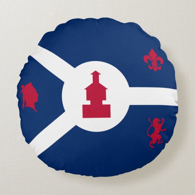 Fort Wayne (Indiana) City flag Rond Kussen (Voorkant)