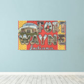 Fort Wayne, Indiana - Grote letterscènes Canvas Afdruk (Insitu (Houten vloer))