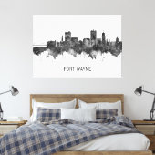 Fort Wayne Indiana Skyline BW Canvas Afdruk (Insitu (Slaapkamer))