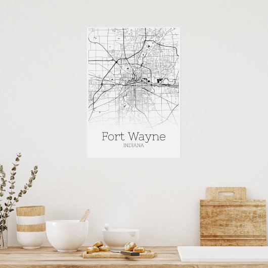 Fort Wayne Map - Indiana - City Map Poster (Keuken)