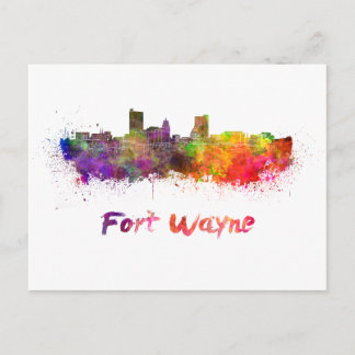 Fort Wayne skyline in watercolor Briefkaart
