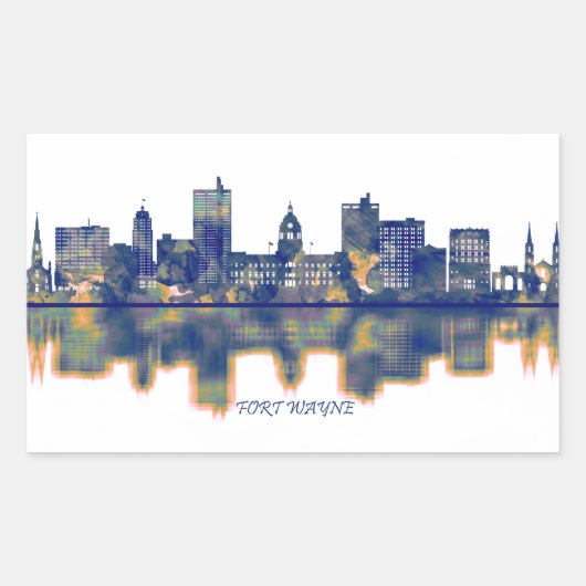 Fort Wayne Skyline Rechthoekige Sticker (Voorkant)