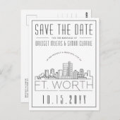 Fort Wort Wedding | Gestileerde skyline De datum o Briefkaart (Voorkant / Achterkant)