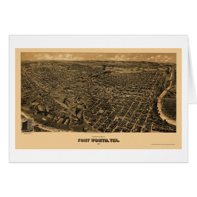 Fort Worth, carte panoramique de TX - 1891 (Devant horizontal)