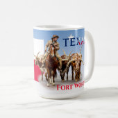 Fort Worth Cattle, Texas Flag, Mug (Devant droit)