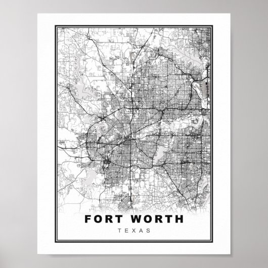 Fort Worth-kaart Poster (Voorkant)