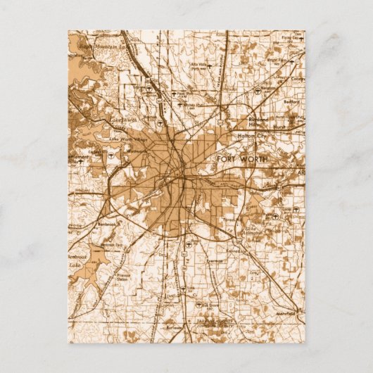 Fort worth  map briefkaart (Voorkant)