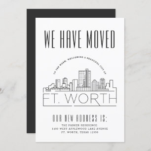 Fort Worth Moving Announge   Stijlvolle Skyline Kaart