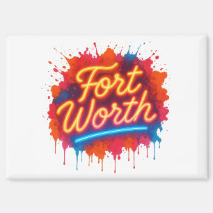 Fort Worth neon straat-art spetterend ontwerp Magneet