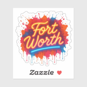Fort Worth neon street-art spatontwerp Sticker