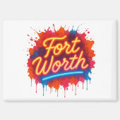 Fort Worth neon street-art splash design Magneet (Voorkant)