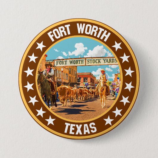 Fort Worth Ronde Button 7,6 Cm (Voorkant)