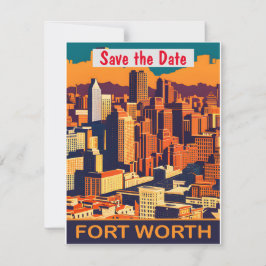 Fort Worth Silhouette Warme Trouw Uitnodiging