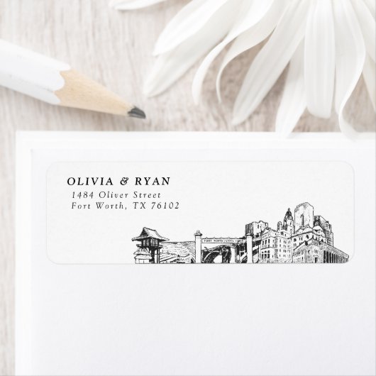 Fort Worth Skyline moderne retouradreslabels Etiket (Insitu)