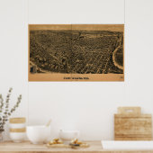 Fort Worth Texas 1891 Antiek Panorama Poster (Keuken)