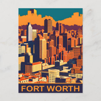 Fort Worth, Texas, City Skyline, Reizen Briefkaart