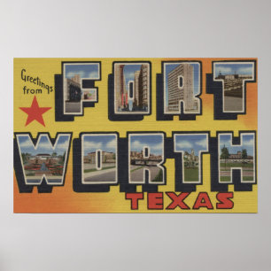 Fort Worth, Texas - Grote letterscènes Poster