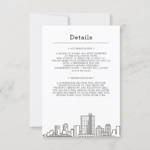 Fort Worth, Texas Huwelijk Details van de Gast Kaart