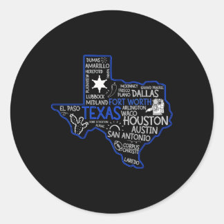 Fort Worth Texas Kaart met steden Ronde Sticker