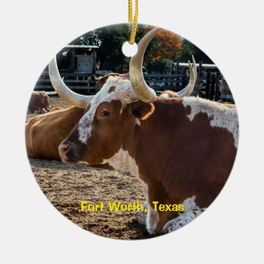 Fort Worth Texas Longhorns Keramisch Ornament (Voorkant)