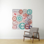 Fort Worth Texas: reispostzegels. Wandkleed (In situ)