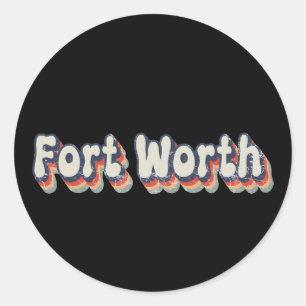 Fort Worth Texas Retro Vervallen Kunst Ronde Sticker