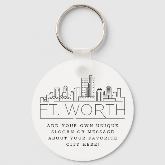Fort Worth, Texas Stylized Skyline | Aangepaste sl Sleutelhanger (Voorkant)