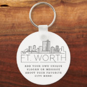 Fort Worth, Texas Stylized Skyline | Aangepaste sl Sleutelhanger (Voorkant)