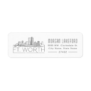 Fort Worth, Texas Stylized Skyline Etiket