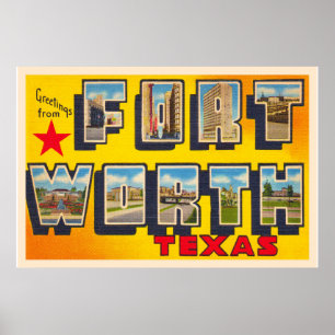 Fort Worth Texas TX groot Briefkaart Poster