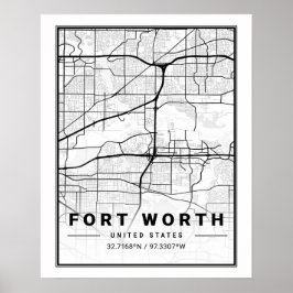 Fort Worth Texas USA Travel City Map Poster