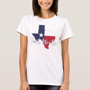 Fort Worth, Texas Vlag Kaart Dames Wit T-shirt
