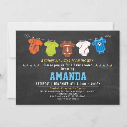 Forte invitation baby shower Sport bébé (Devant)