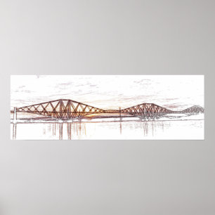 Forth Bridge Schotland Minimalistische Schets Poster