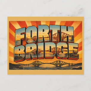 Forth Bridge Schotland Vintage Reis Kunst Briefkaart