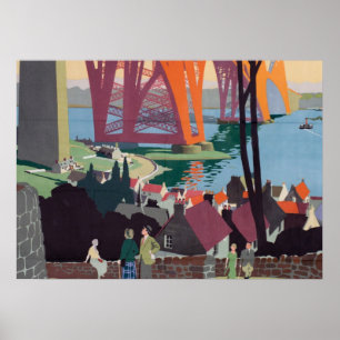 Forth Bridge Scotland Railroad Travel Art Poster