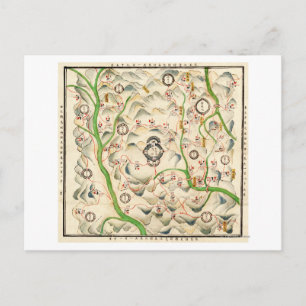 Fortonnen in Xin Xi Ying, Yunnan Provence Map Briefkaart